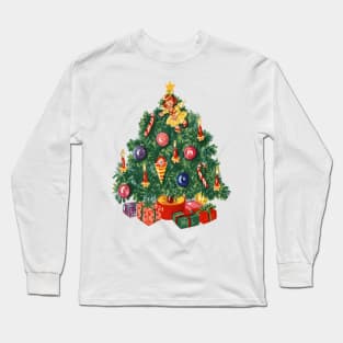 1980s Ugly Christmas Sweater Retro Christmas Tree Long Sleeve T-Shirt